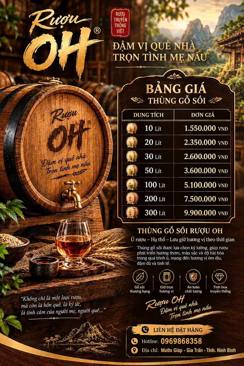 Bảng giá thùng sồi OH